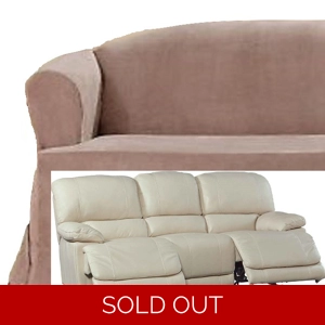 Dual Reclining SOFA Slipcover T Cushion Suede Taupe Sure Fit Couch